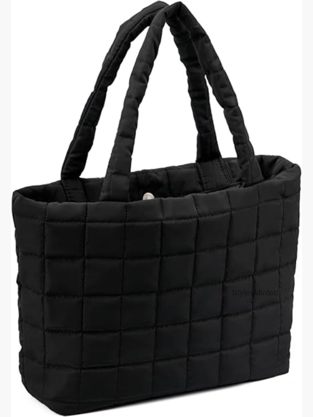 Quilted Tote Bag - Lightweight Puffer Shoulder Bag for Travel Work